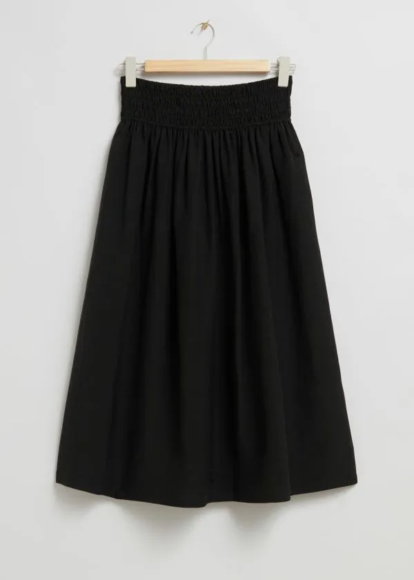 Women Skirts and Other Stories SmockWaist Midi Skirt Black