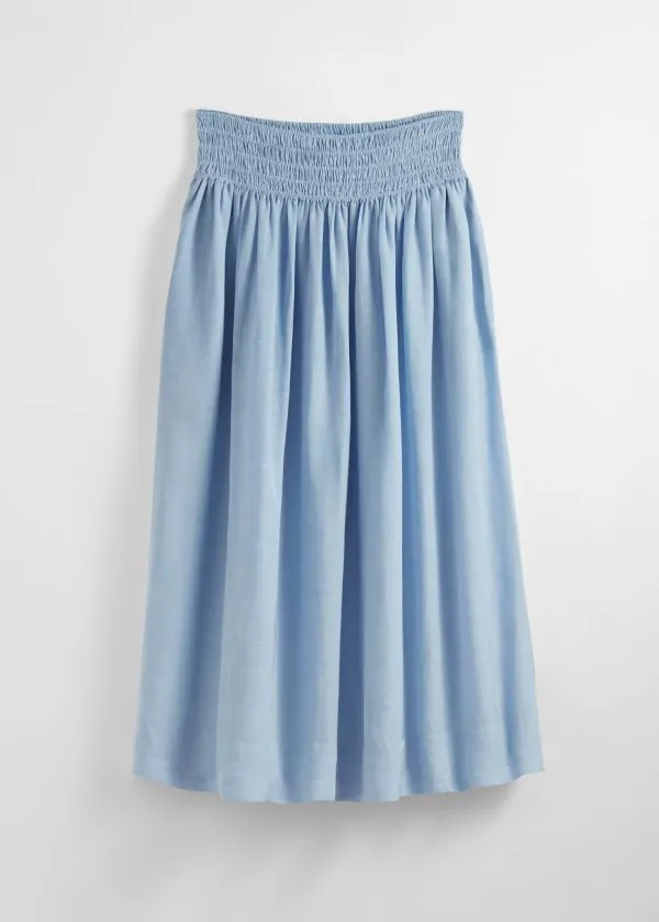 Women Skirts and Other Stories SmockWaist Midi Skirt Light Blue