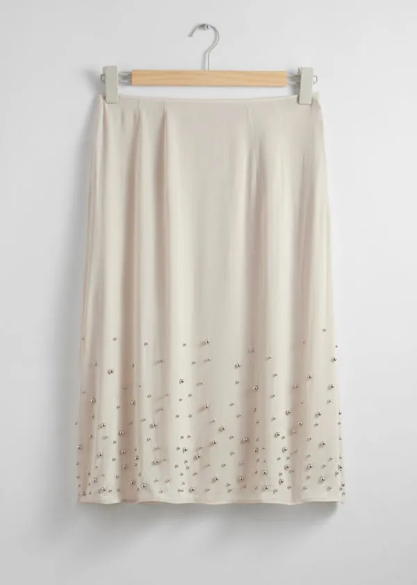 Women Skirts and Other Stories Studded Midi Skirt Ivory