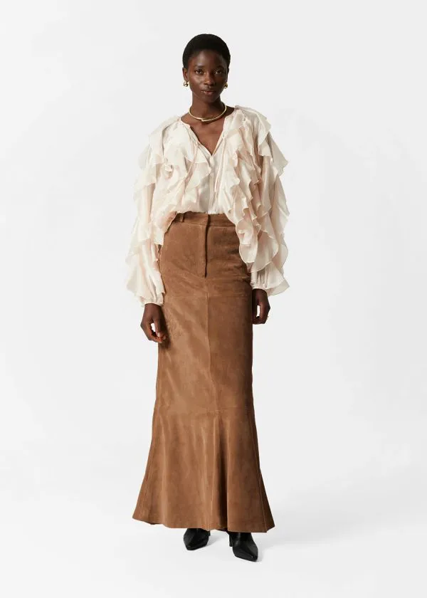 Women Skirts and Other Stories Suede Midi Skirt Brown