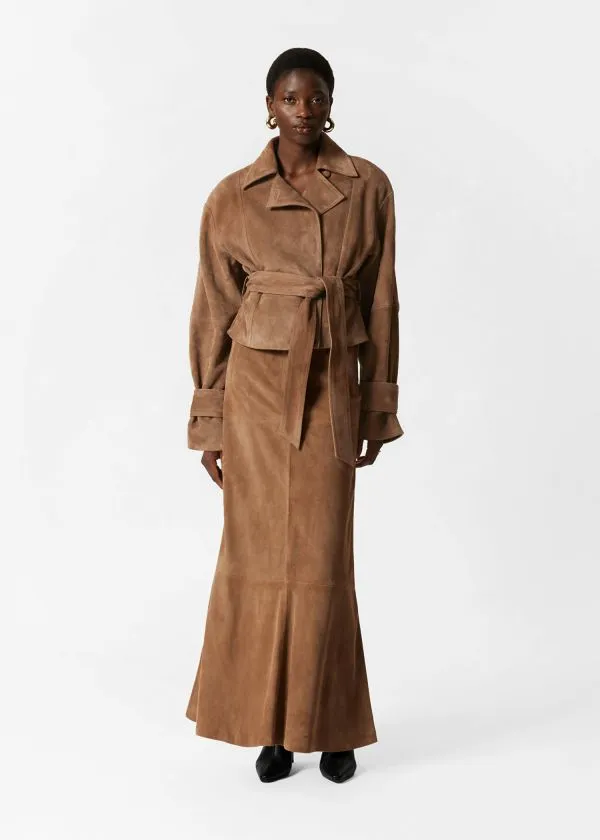 Women Skirts and Other Stories Suede Midi Skirt Brown