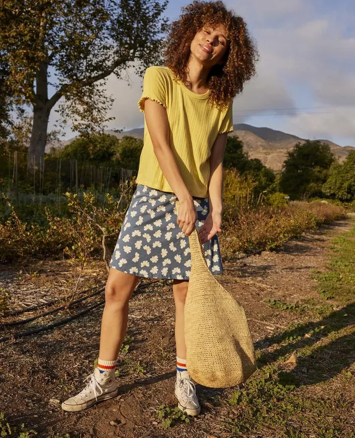 Women Skirts and Skorts Toad and Co Chaka Skirt Pacific Half Daisy Print