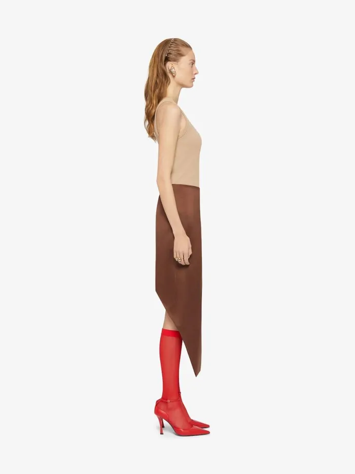 Women Skirts Givenchy Asymmetric Skirt In Silk Satin Duchesse Moka Brown