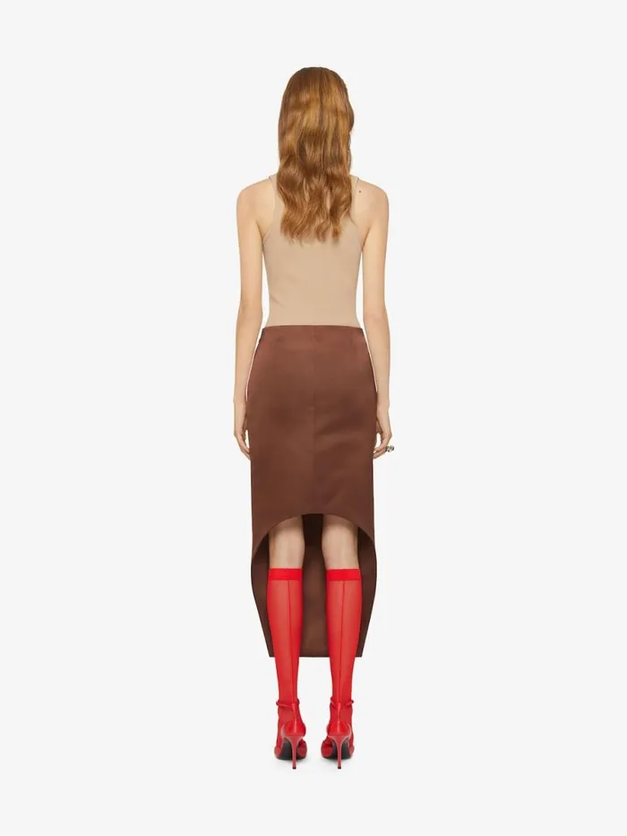 Women Skirts Givenchy Asymmetric Skirt In Silk Satin Duchesse Moka Brown