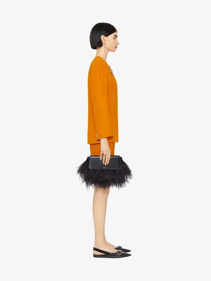 Women Skirts Givenchy Mini Skirt In Linen And Silk With 4G Liquid Detail Dark Orange
