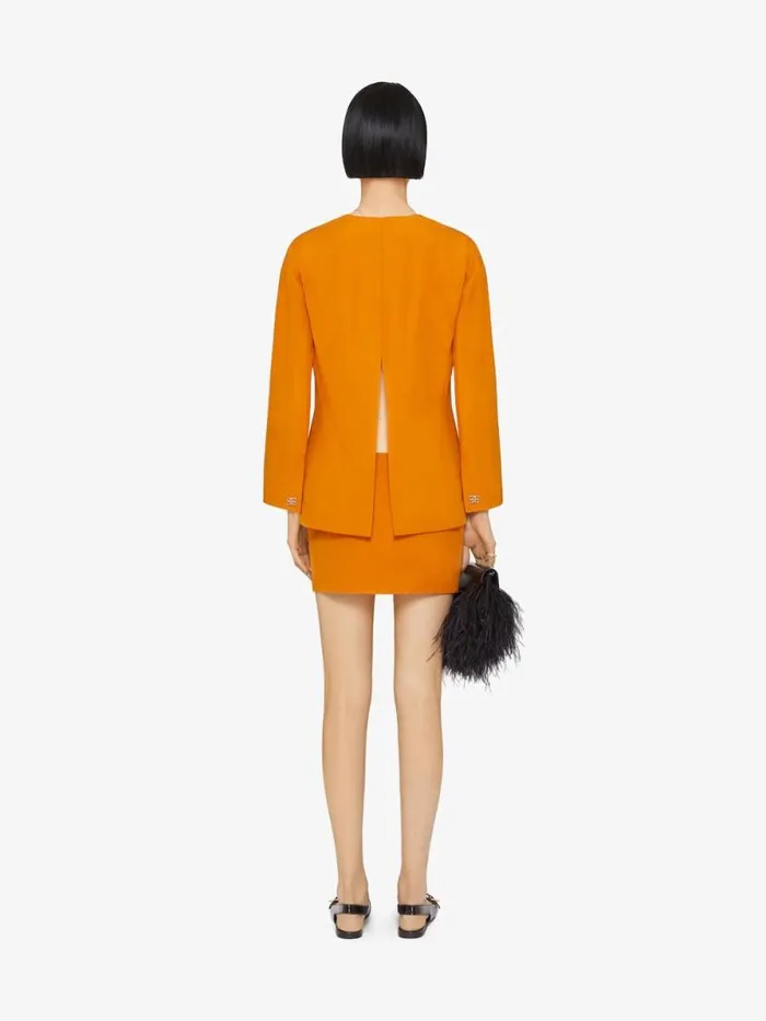 Women Skirts Givenchy Mini Skirt In Linen And Silk With 4G Liquid Detail Dark Orange