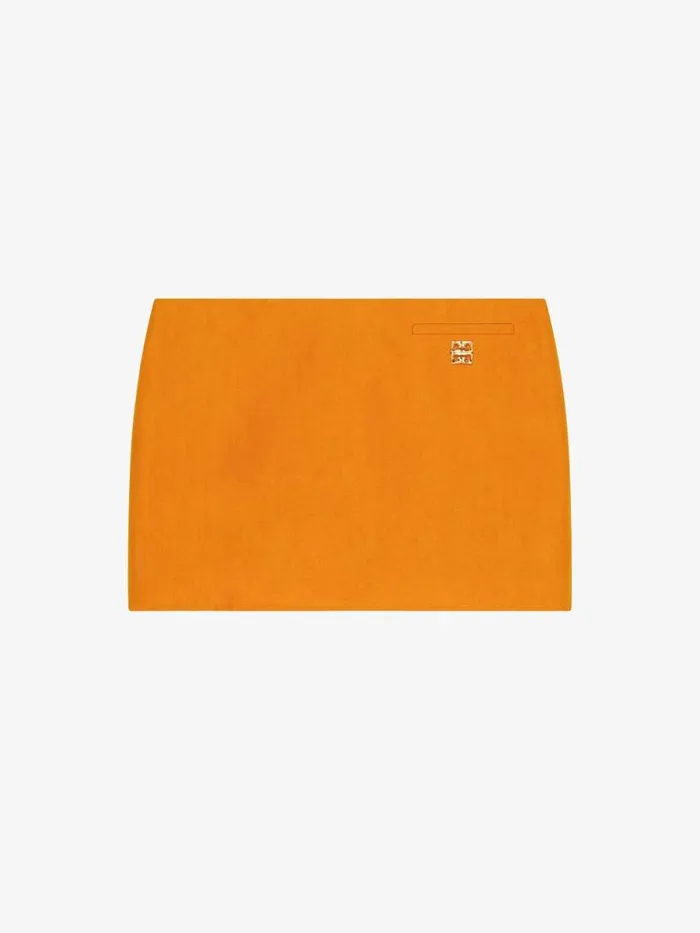 Women Skirts Givenchy Mini Skirt In Linen And Silk With 4G Liquid Detail Dark Orange