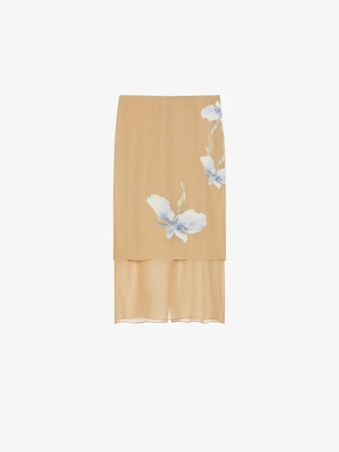Women Skirts Givenchy Skirt In Floral Dvor Satin Beigeblue