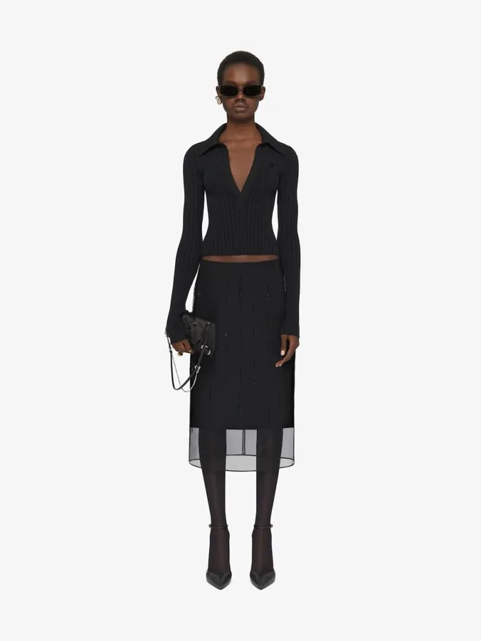 Women Skirts Givenchy Skirt In Organza With Crystals Black