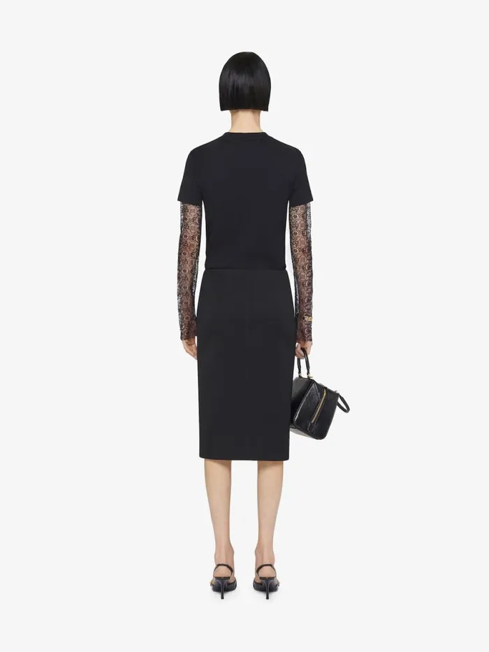 Women Skirts Givenchy Skirt In Wool With 4G Liquid Detail Black