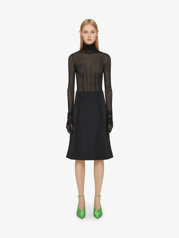 Women Skirts Givenchy Skirt With Buttons In Tricotine Wool Black