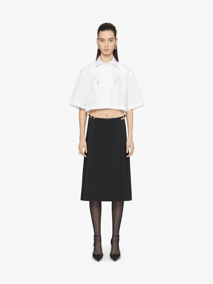 Women Skirts Givenchy Voyou Wrap Skirt In Cotton Taffetas Black