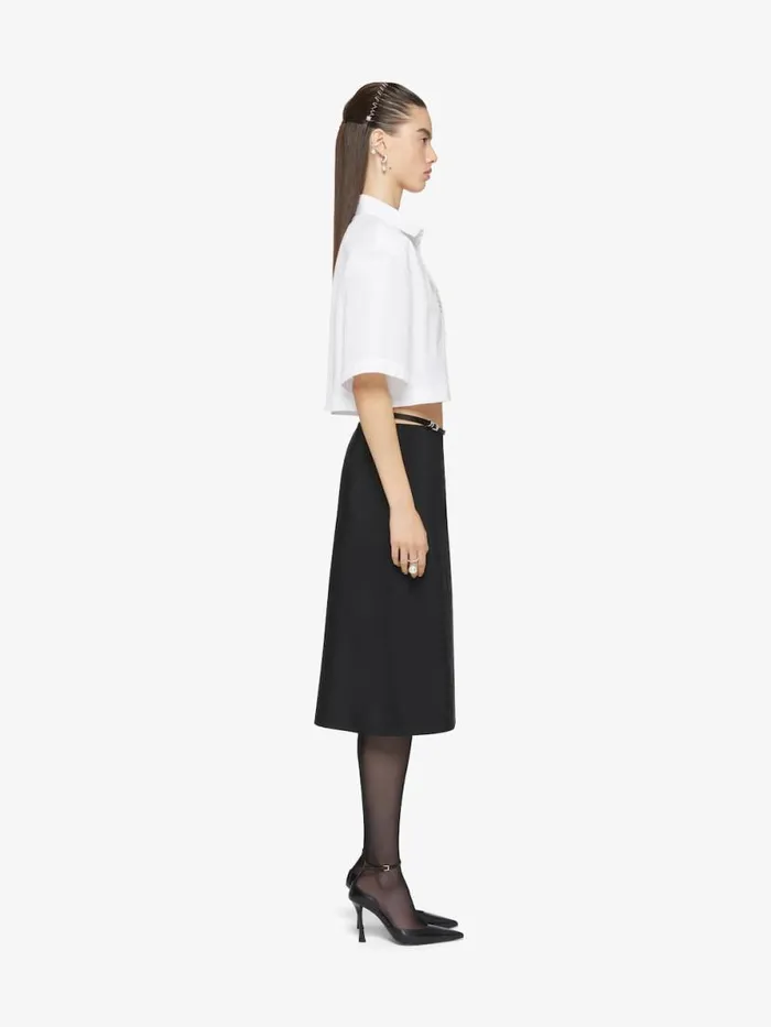 Women Skirts Givenchy Voyou Wrap Skirt In Cotton Taffetas Black