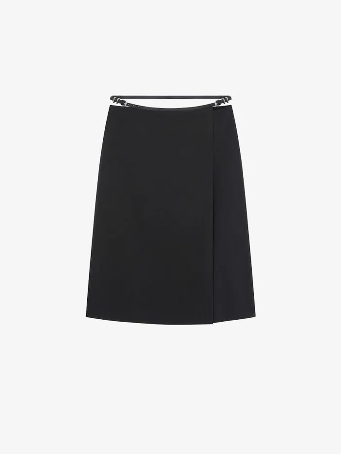Women Skirts Givenchy Voyou Wrap Skirt In Cotton Taffetas Black