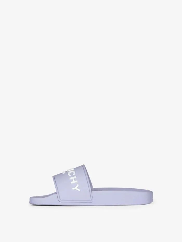 Women Slides and Sandals Givenchy Slide Flat Sandals In Rubber Lavender Women Slides and Sandals Givenchy Slide Flat Sandals In Rubber Lavender