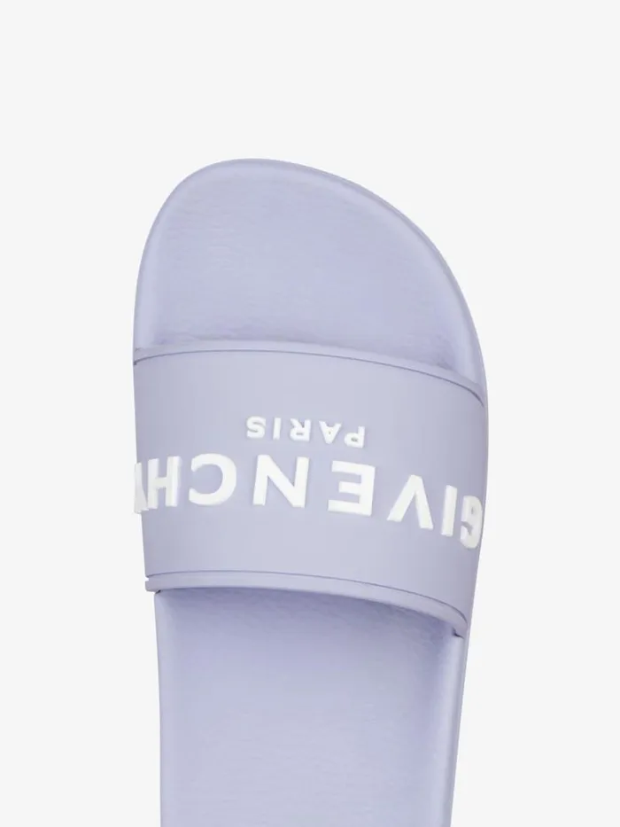 Women Slides and Sandals Givenchy Slide Flat Sandals In Rubber Lavender Women Slides and Sandals Givenchy Slide Flat Sandals In Rubber Lavender