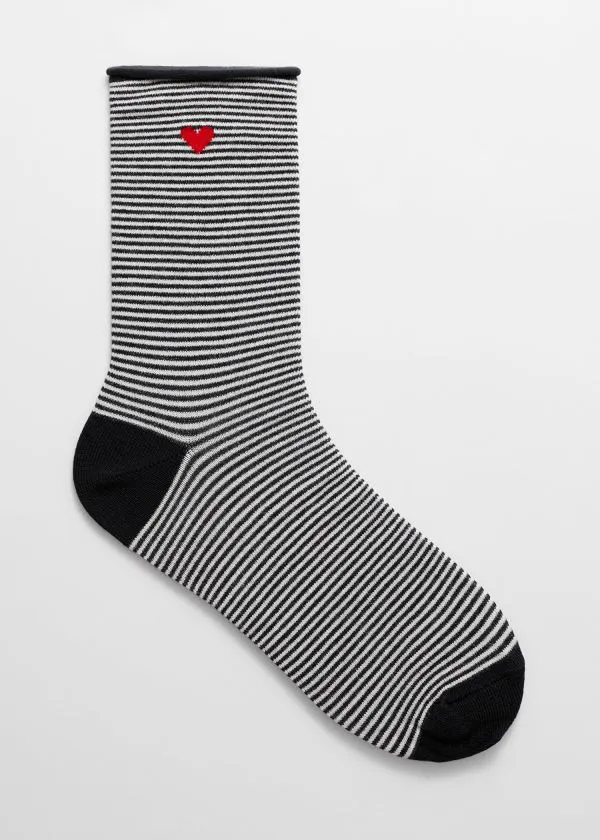 Women Socks and Tights and Other Stories Striped Socks Blackandwhite