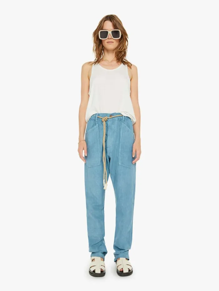 Women Straight Mother Denim P38 Pant Teal