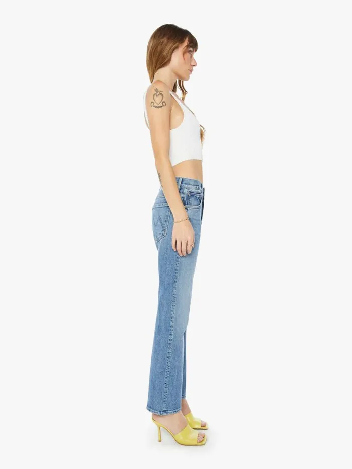 Women Straight Mother Denim The Mid Rise Hiker Hover Wash Penny For Your Thoughts
