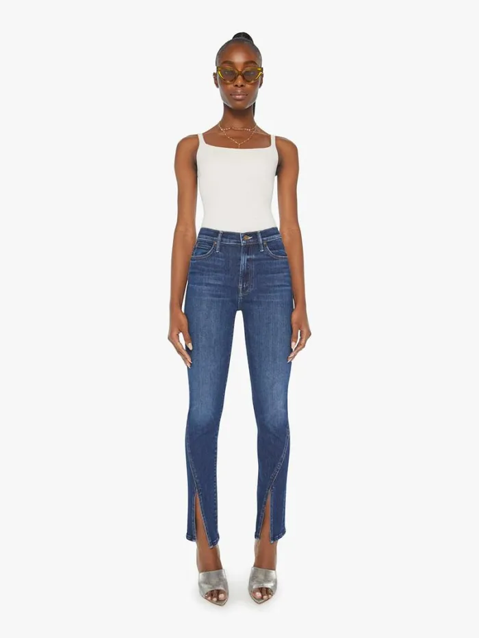 Women Straight Mother Denim The Rascal Sliced Up Sneak Wash Mind Games