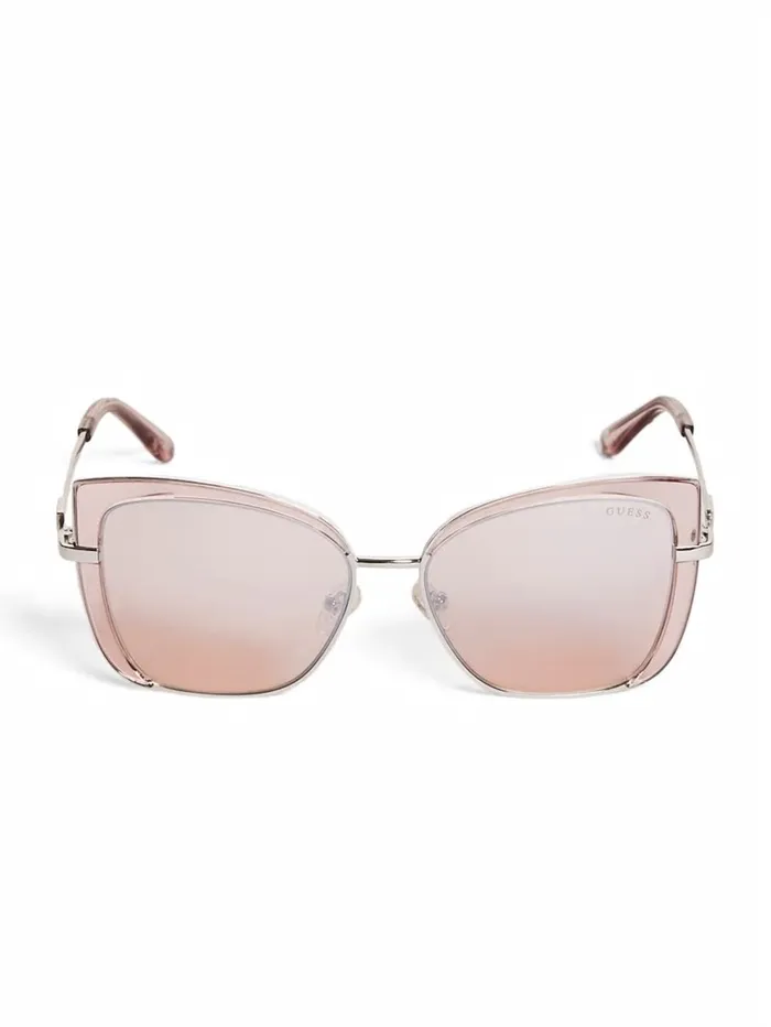 Women Sunglasses GUESS Tinted CatEye Sunglasses Shiny Pink Bordeaux Mir