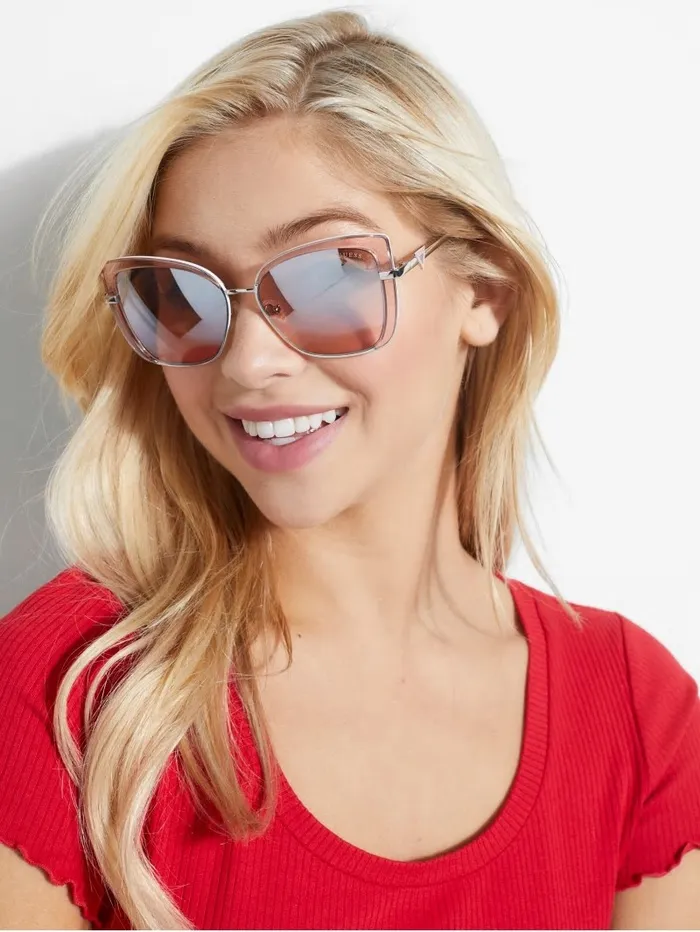 Women Sunglasses GUESS Tinted CatEye Sunglasses Shiny Pink Bordeaux Mir Women Sunglasses GUESS Tinted CatEye Sunglasses Shiny Pink Bordeaux Mir