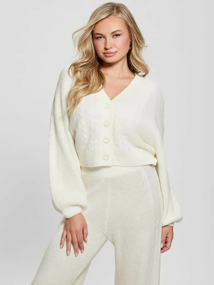 Women Sweaters and Knits GUESS Rylie WoolBlend Cardigan Dove White