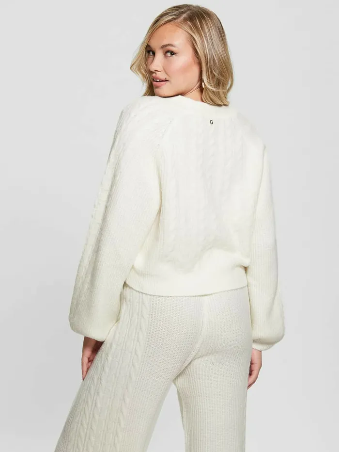 Women Sweaters and Knits GUESS Rylie WoolBlend Cardigan Dove White Women Sweaters and Knits GUESS Rylie WoolBlend Cardigan Dove White