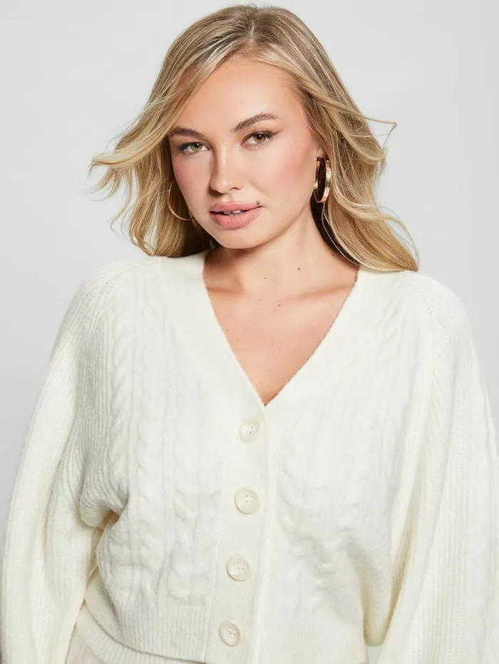 Women Sweaters and Knits GUESS Rylie WoolBlend Cardigan Dove White Women Sweaters and Knits GUESS Rylie WoolBlend Cardigan Dove White