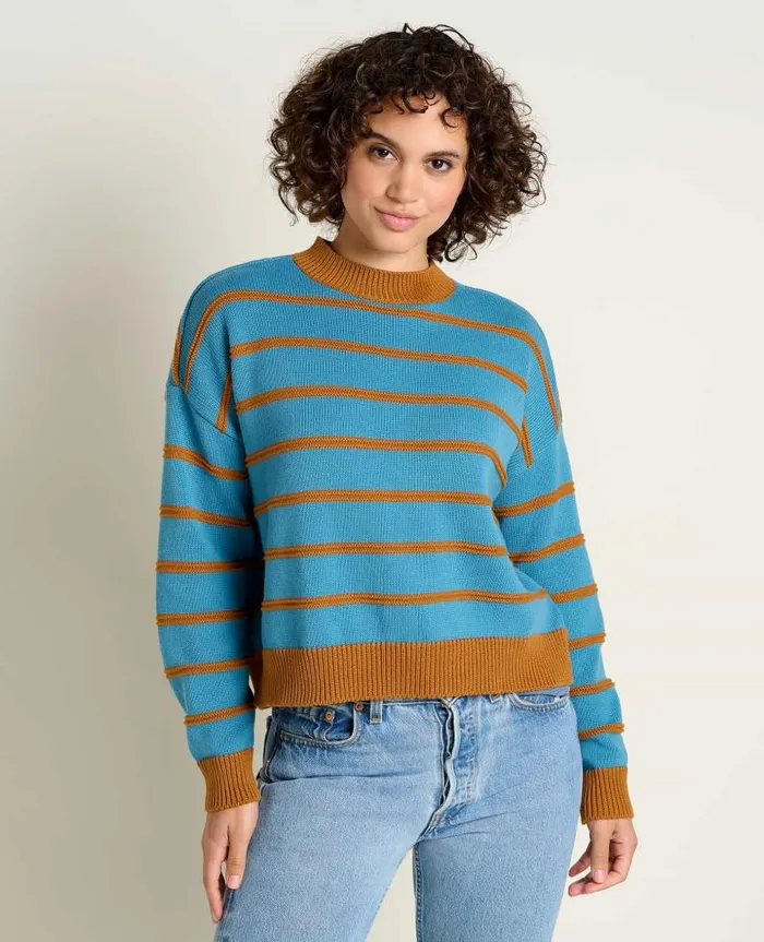 Women Sweaters Jackets and Layers Toad and Co Bianca II Crew Sweater Cardamom Stripe