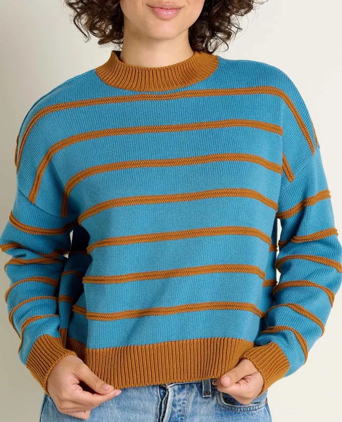 Women Sweaters Jackets and Layers Toad and Co Bianca II Crew Sweater Cardamom Stripe