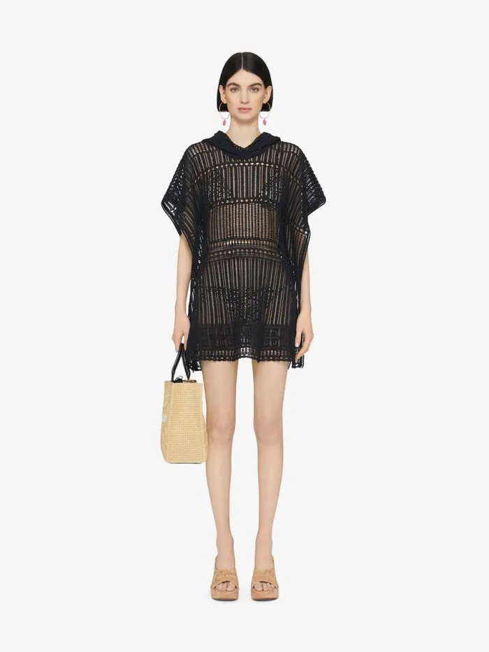 Women Sweatshirts and Hoodies Givenchy Poncho In Crochet Black