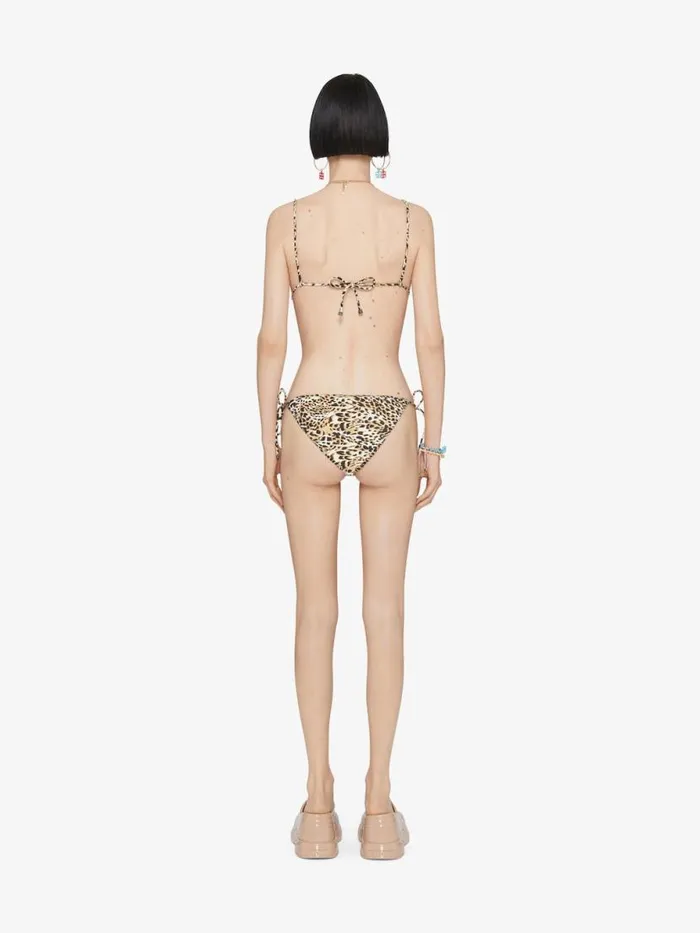 Women Swimwear Givenchy Bikini Bottom With Leopard Print And 4G Detail Beigeblack
