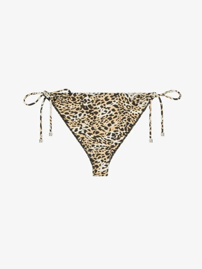 Women Swimwear Givenchy Bikini Bottom With Leopard Print And 4G Detail Beigeblack