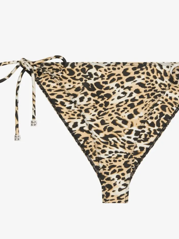 Women Swimwear Givenchy Bikini Bottom With Leopard Print And 4G Detail Beigeblack
