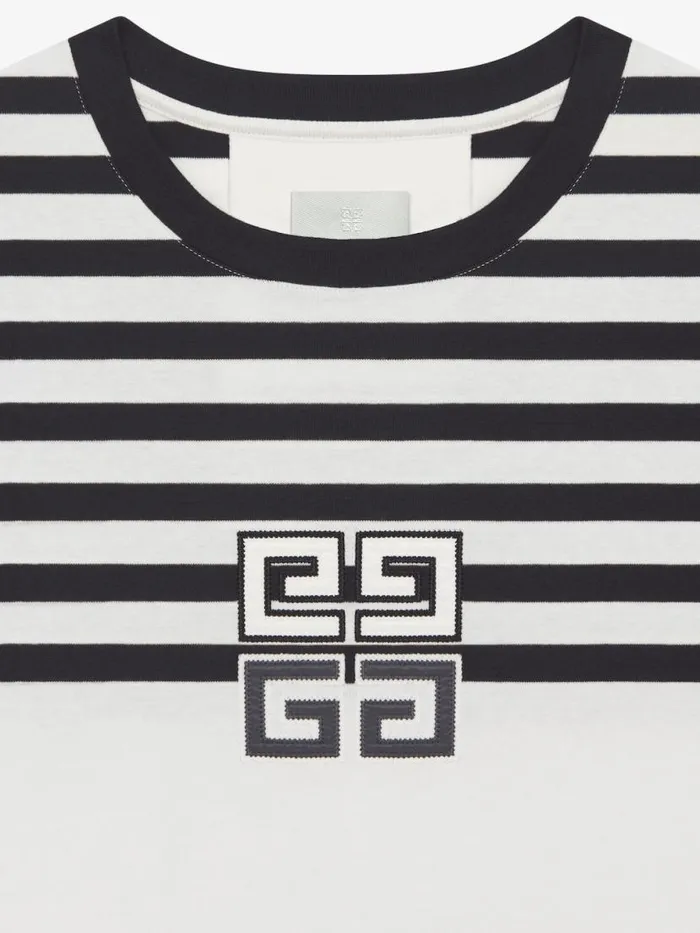 Women TShirts Givenchy 4G Striped Cropped Tshirt In Cotton Whiteblack