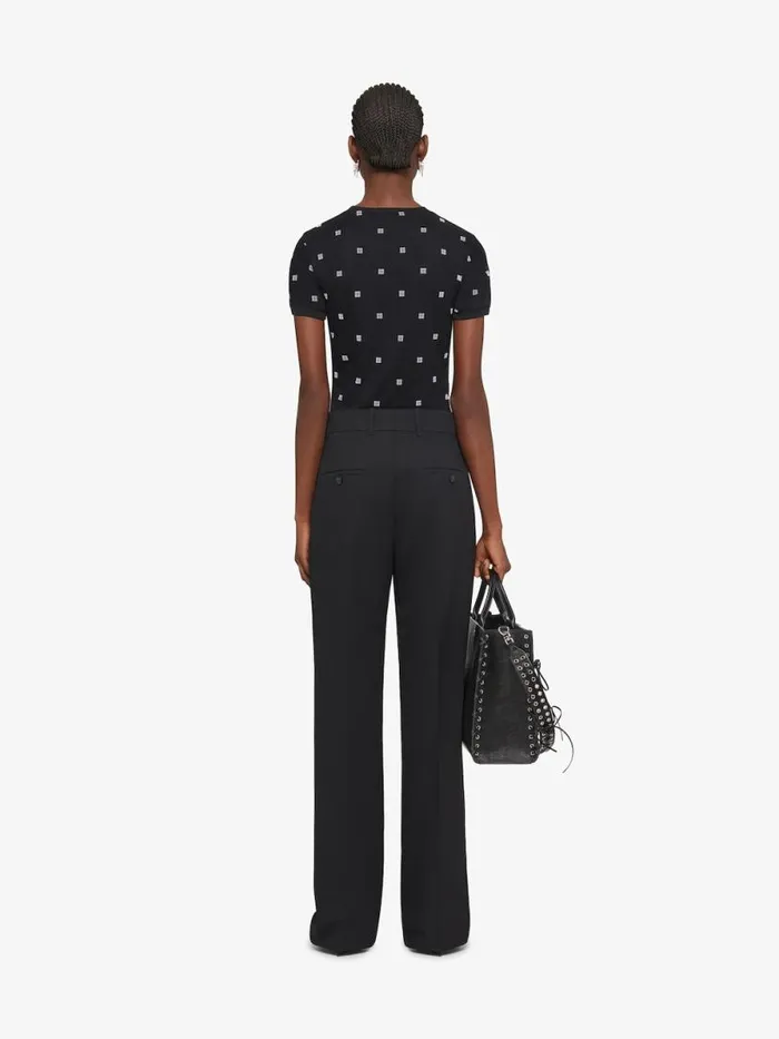 Women TShirts Givenchy Double Layered Slim Fit Tshirt In 4G Tulle Blackivory