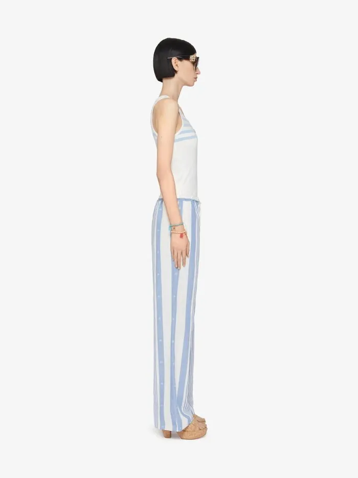 Women TShirts Givenchy Slim Fit Striped Tank Top In Cotton And 4G Detail Whitelight Blue