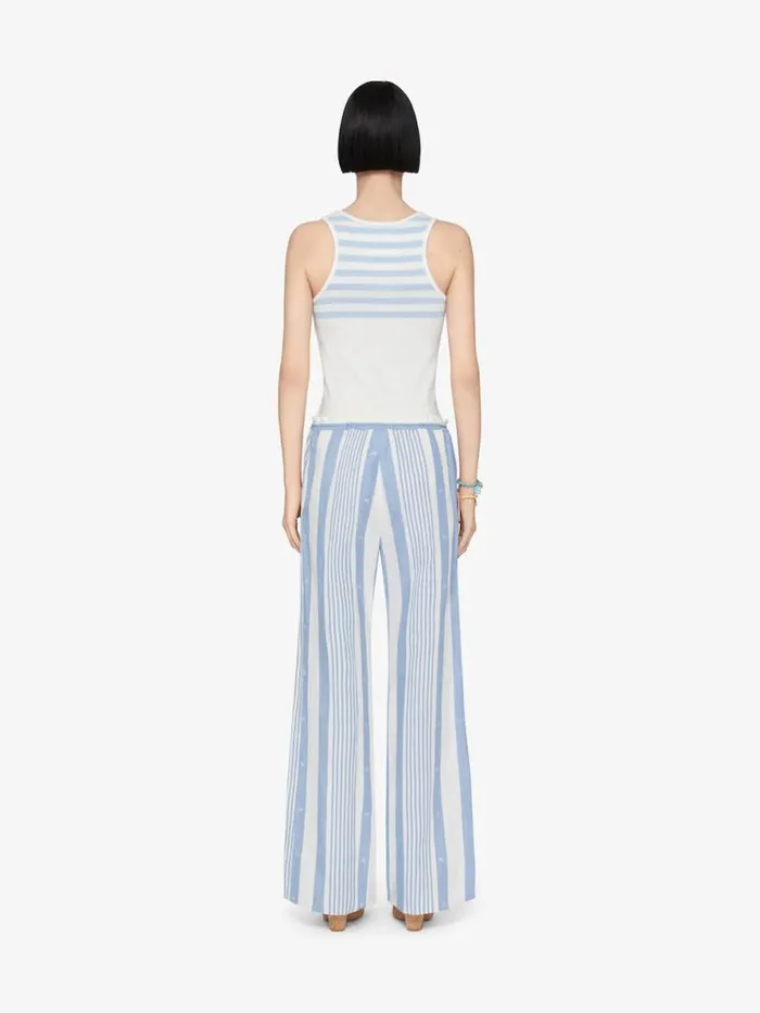 Women TShirts Givenchy Slim Fit Striped Tank Top In Cotton And 4G Detail Whitelight Blue
