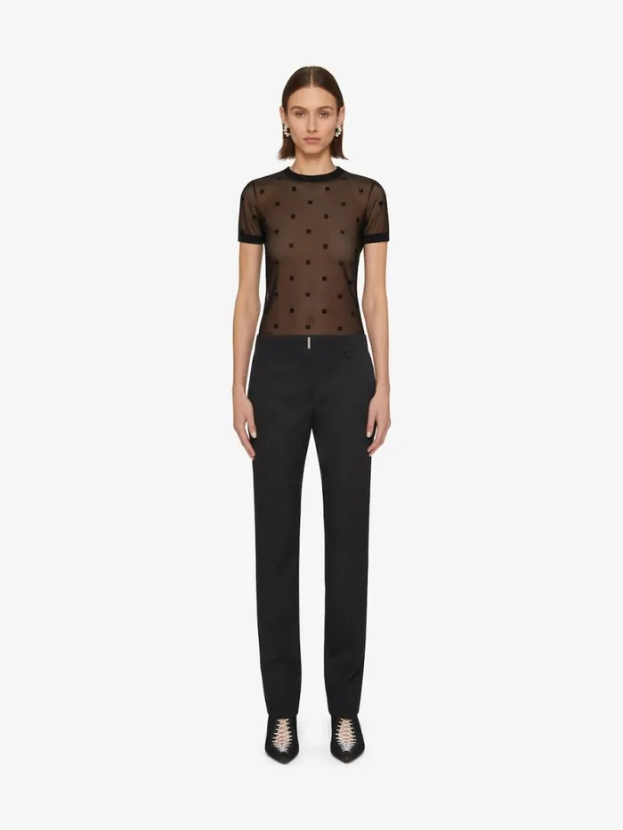 Women TShirts Givenchy Slim Fit Tshirt In 4G Tulle Black