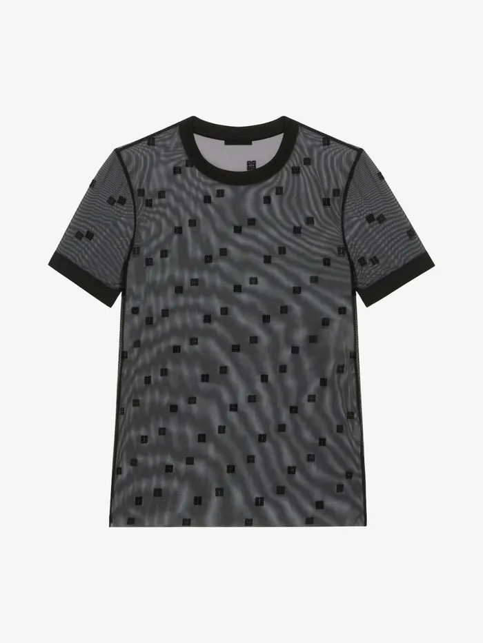 Women TShirts Givenchy Slim Fit Tshirt In 4G Tulle Black