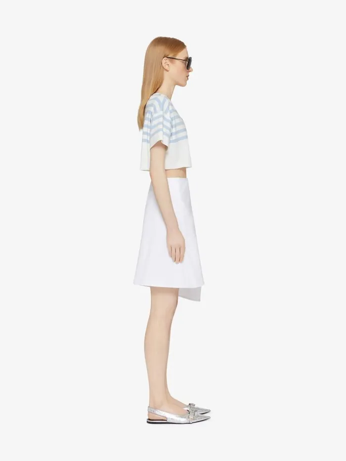 Women TShirts Givenchy Striped Cropped Tshirt In Cotton 4G Detail Whitelight Blue