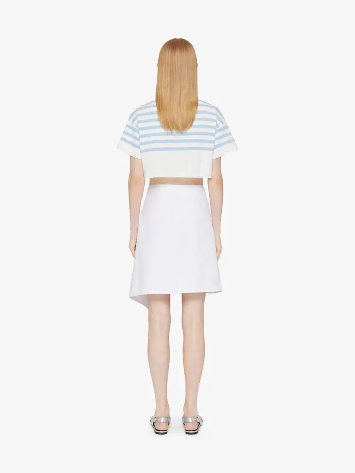 Women TShirts Givenchy Striped Cropped Tshirt In Cotton 4G Detail Whitelight Blue