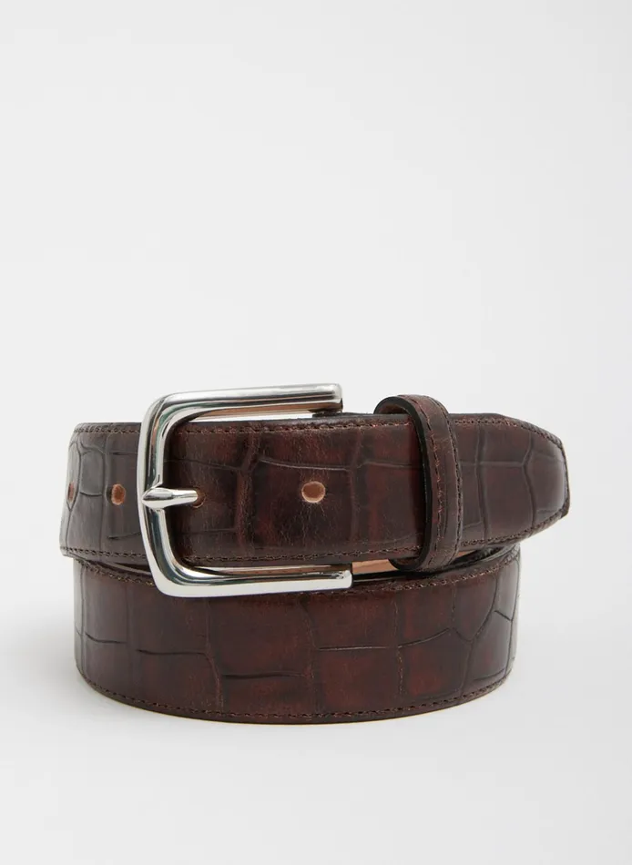 Women Tibi Belts Classic Men039s Croc Leather Belt