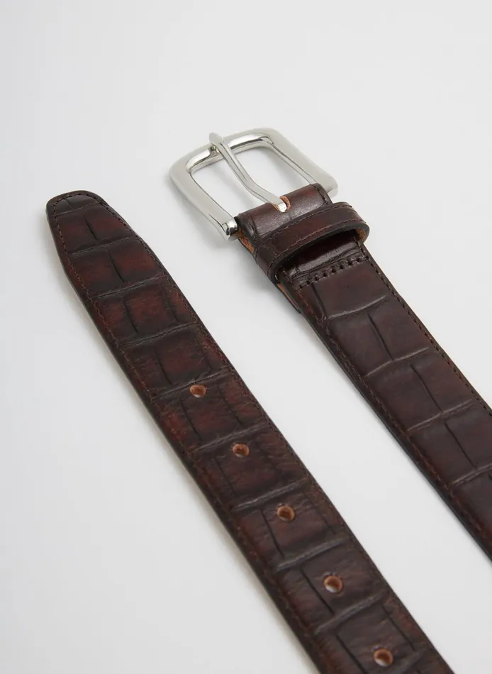 Women Tibi Belts Classic Men039s Croc Leather Belt