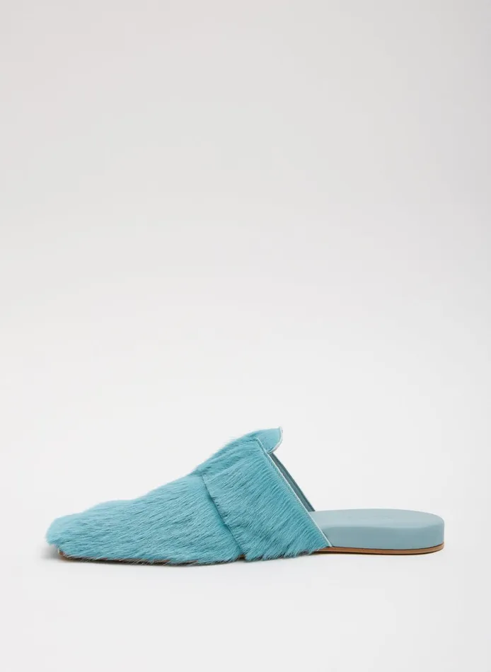 Women Tibi Flats Pony Hair Granger Slide