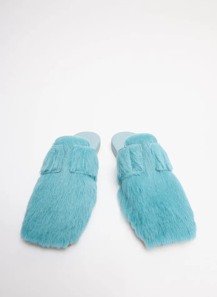 Women Tibi Flats Pony Hair Granger Slide