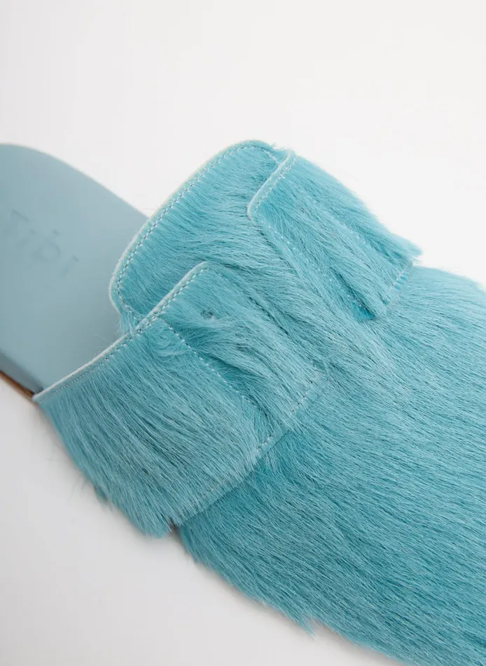Women Tibi Flats Pony Hair Granger Slide