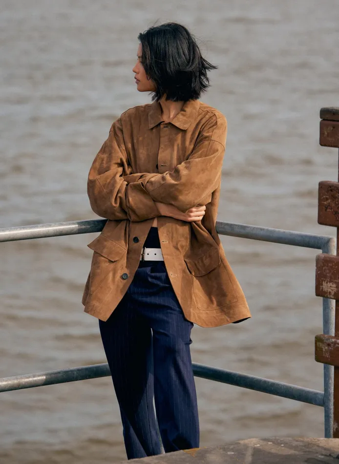 Women Tibi Jackets and Outerwear Suede Carcoat