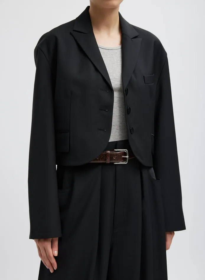 Women Tibi Jackets and Outerwear Tropical Wool Cropped Bomber Blazer